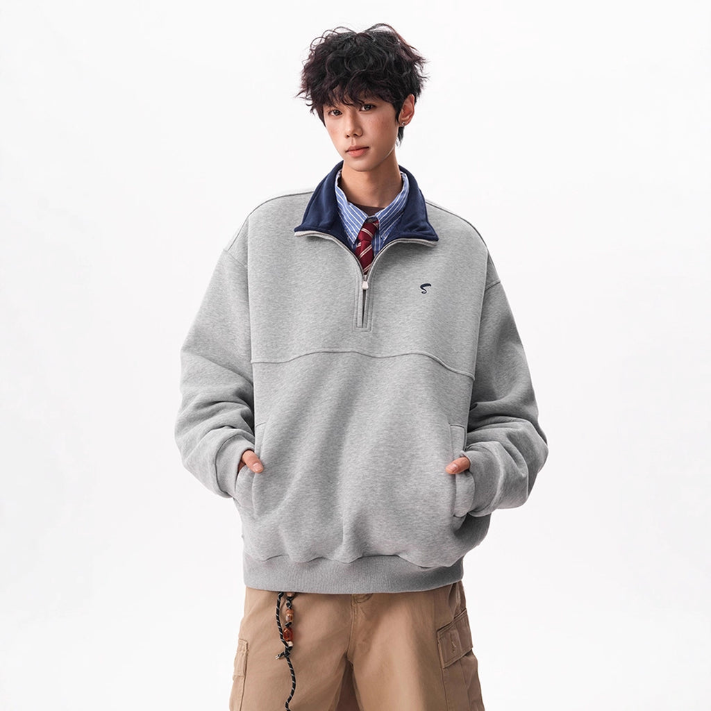 LUXMOVI CORE Zip-Hoodie – Color Block Embroidered