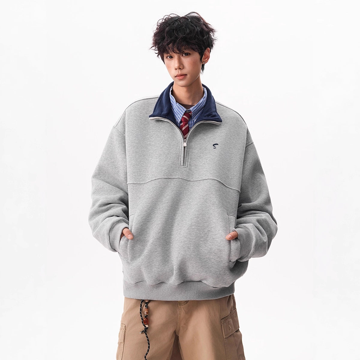 LUXMOVI CORE Zip-Hoodie – Color Block Embroidered