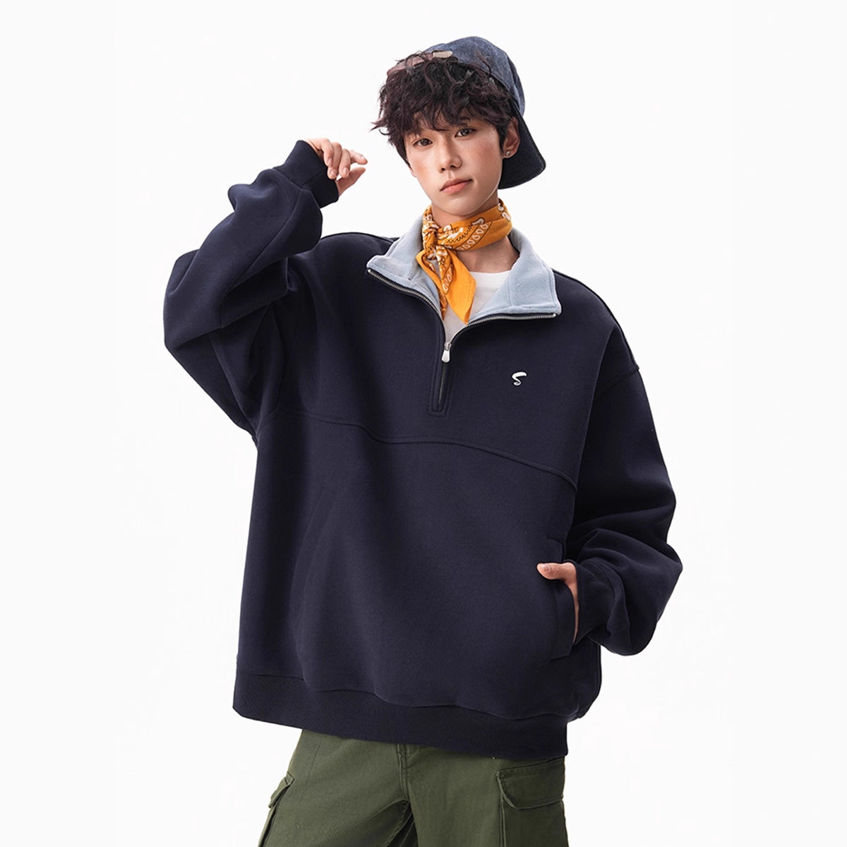 LUXMOVI CORE Zip-Hoodie – Color Block Embroidered